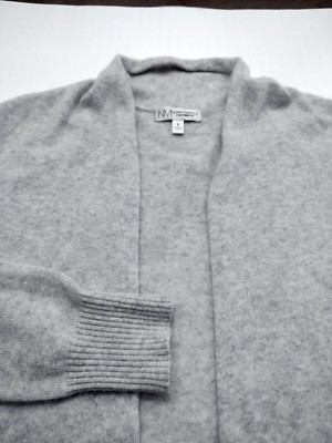NEIMAN MARCUS Open Front Cardigan 100% Cashmere (S) Gray LONG Sweater