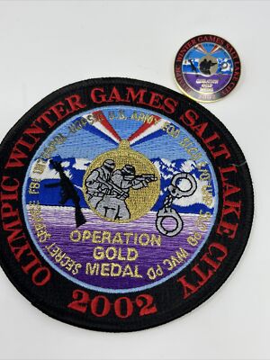 OPERATION GOLD MEDAL FBI USSS  SALT LAKE CITY 2002 OLYMPIC FBI PATCH And Pin