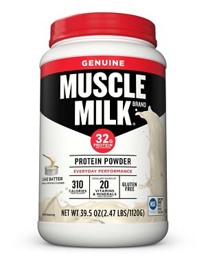 Muscle Milk Genuine Protein Powder, Cake Batter, 32g Protein, 2.47 Pound