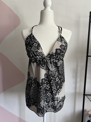 Vintage Y2K Floral Halter Self Esteem Top, Mc Bling Style, Y2K Bling Style