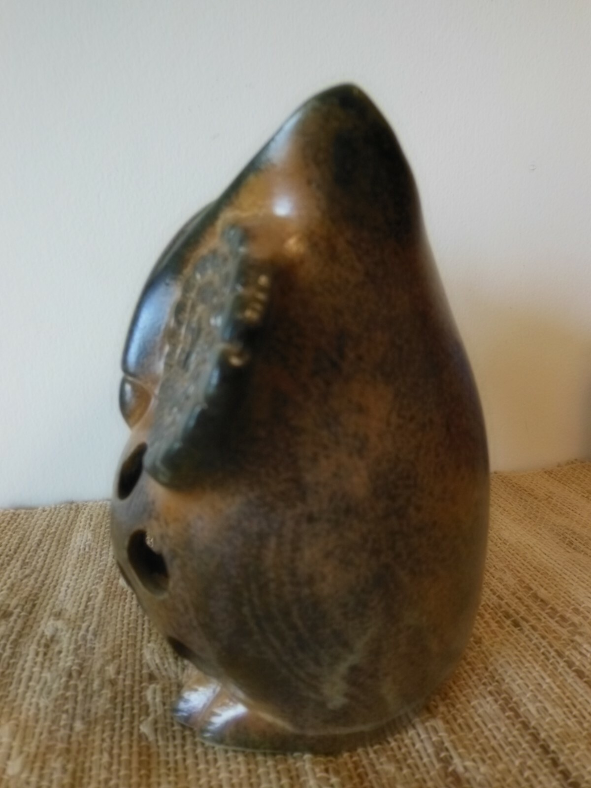 Otagiri Ardco Owl Votive Candle Holder Pottery Japan Cut Outs Mid Century Modern