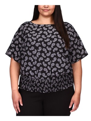 MICHAEL MICHAEL KORS Женское черное кимоно с коротким рукавом и вырезом лодочкой Плюс 2X