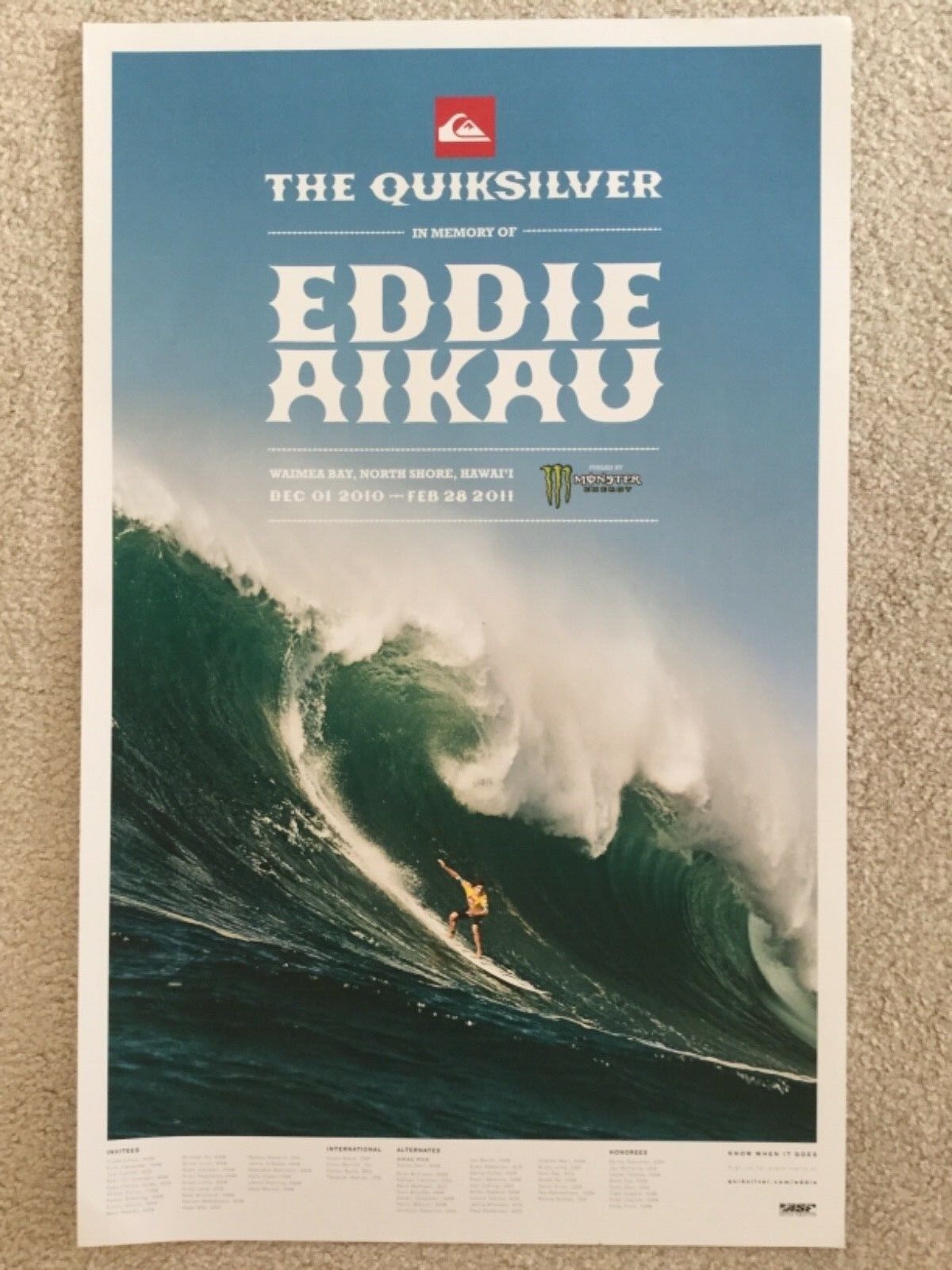 2010 Near Mint Eddie Aikau Waimea Hawaii Big Wave Surfing 2010 Near Mint Eddie Aikau Waimea Hawaii Big Wave Surfing