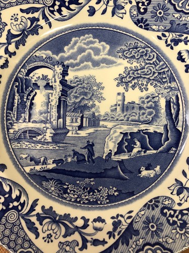 SPODE BLUE ITALIAN ROUND SERVING DISH PLATE 8.IN WIDE