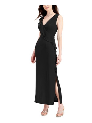 

Женское черное платье макси без рукавов с каскадными рюшами CONNECTED APPAREL, Черный