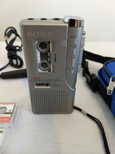 Sony M-635VK Clear Voice Microcassette-Corder VOR w/ MC-90 Cassettes x3...Tested