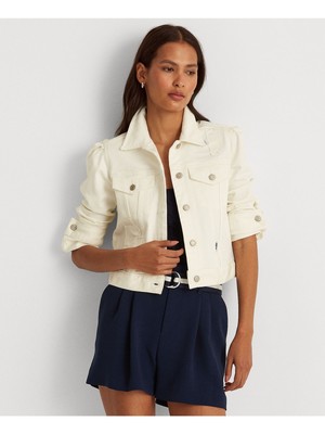 

RALPH LAUREN Женская белая потертая куртка Trucker на пуговицах Petites, Белый, 201868177001