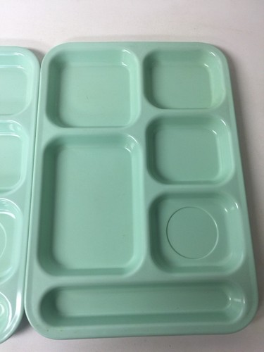 Set Dallas Texas Ware Tray Mint Green Cafeteria P-71 Cafe 6 Part Melamine VGUC