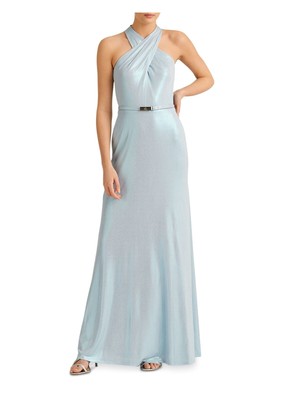 

LAUREN RALPH LAUREN Женское голубое платье без рукавов на подкладке с поясом, Light blue