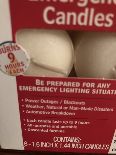 Sterno Emergency Candles 6 PK Bug Out Survival Camping Hiking Hunting Prepared