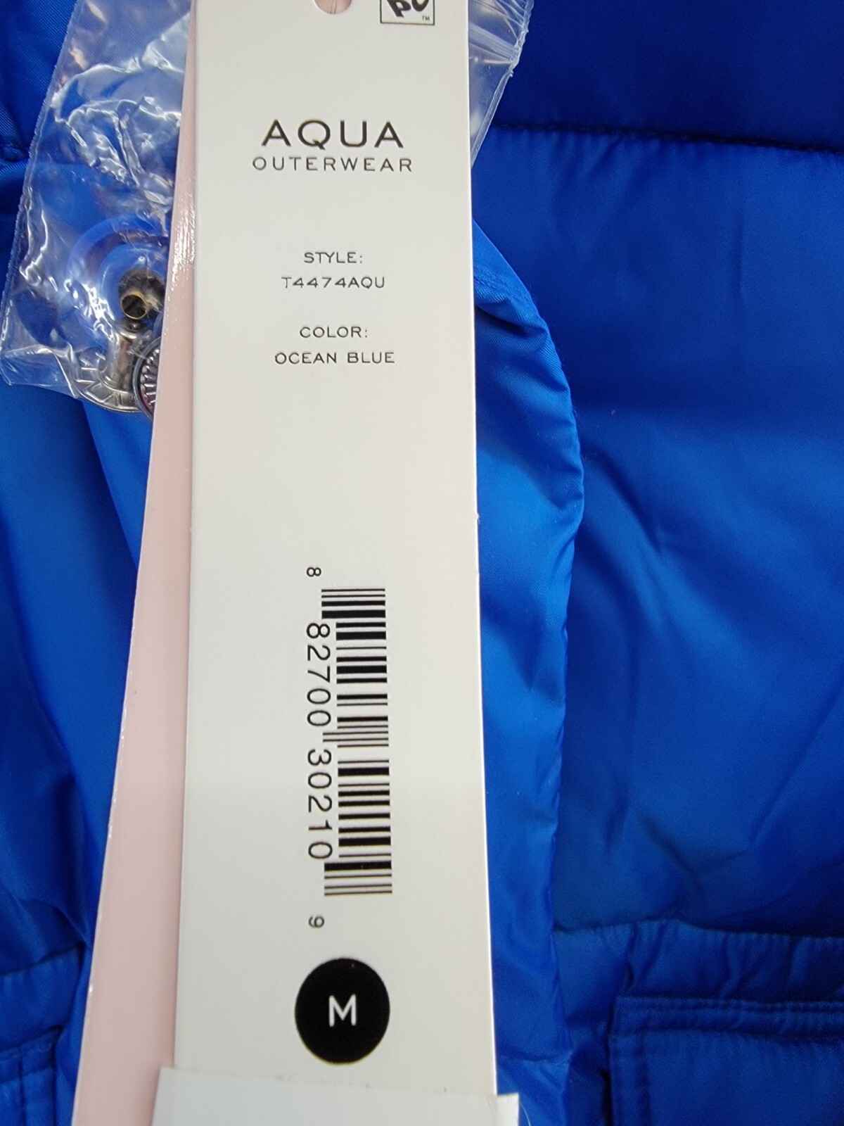 AQUA Cire Wonder Short Puffer Jacket Women's M Ocean Blue Zip/Snap Closure L/S - Picture 17 of 17