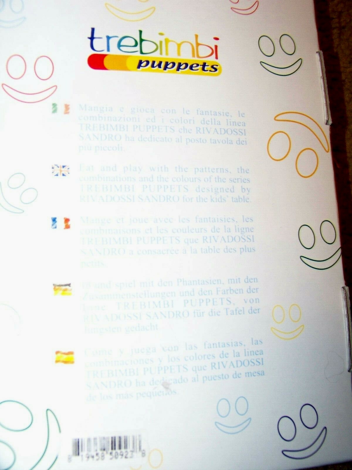 New Rivadossi Sandro Trebimbi Puppets Kids 3 Piece Cutlery Set YELLOW