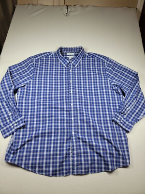 Saddlebred 3XL Classic Fit Blue Checks Men's Long Sleeve Button Up Shirt