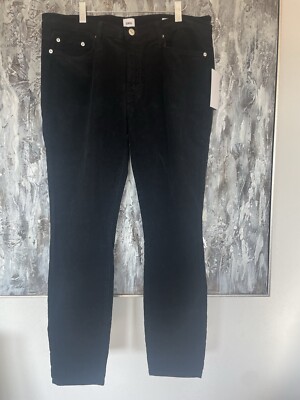 Women's EDWIN NWT Pixie 9  Mid Rise Skinny Jeans Pants-Black Corduroy-32