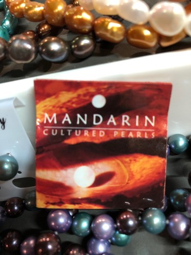 Mandarin 54” Necklace Iridescent Fresh Water Pearls-2 earrings-10 Bracelet Set