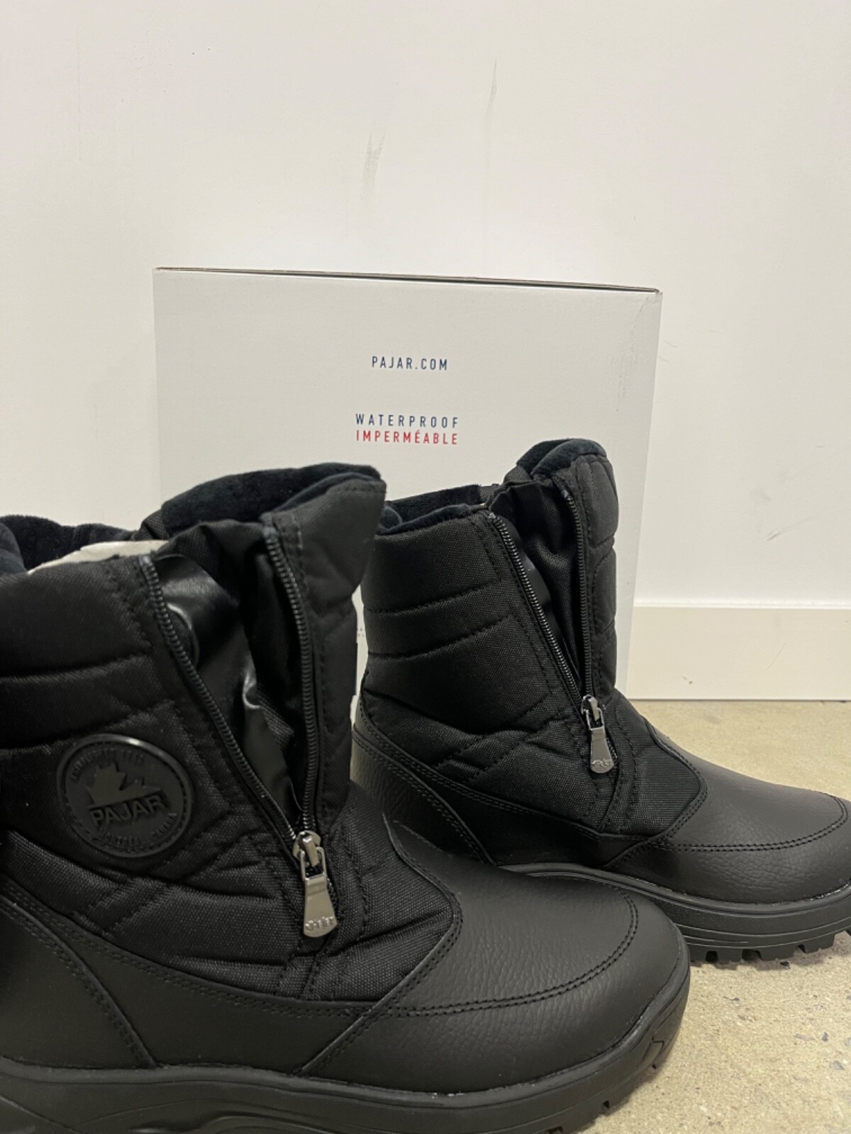 Pre-owned Pajar Men's Mirko Zip Up Boot W/ Ice-gripper Black All Sizes