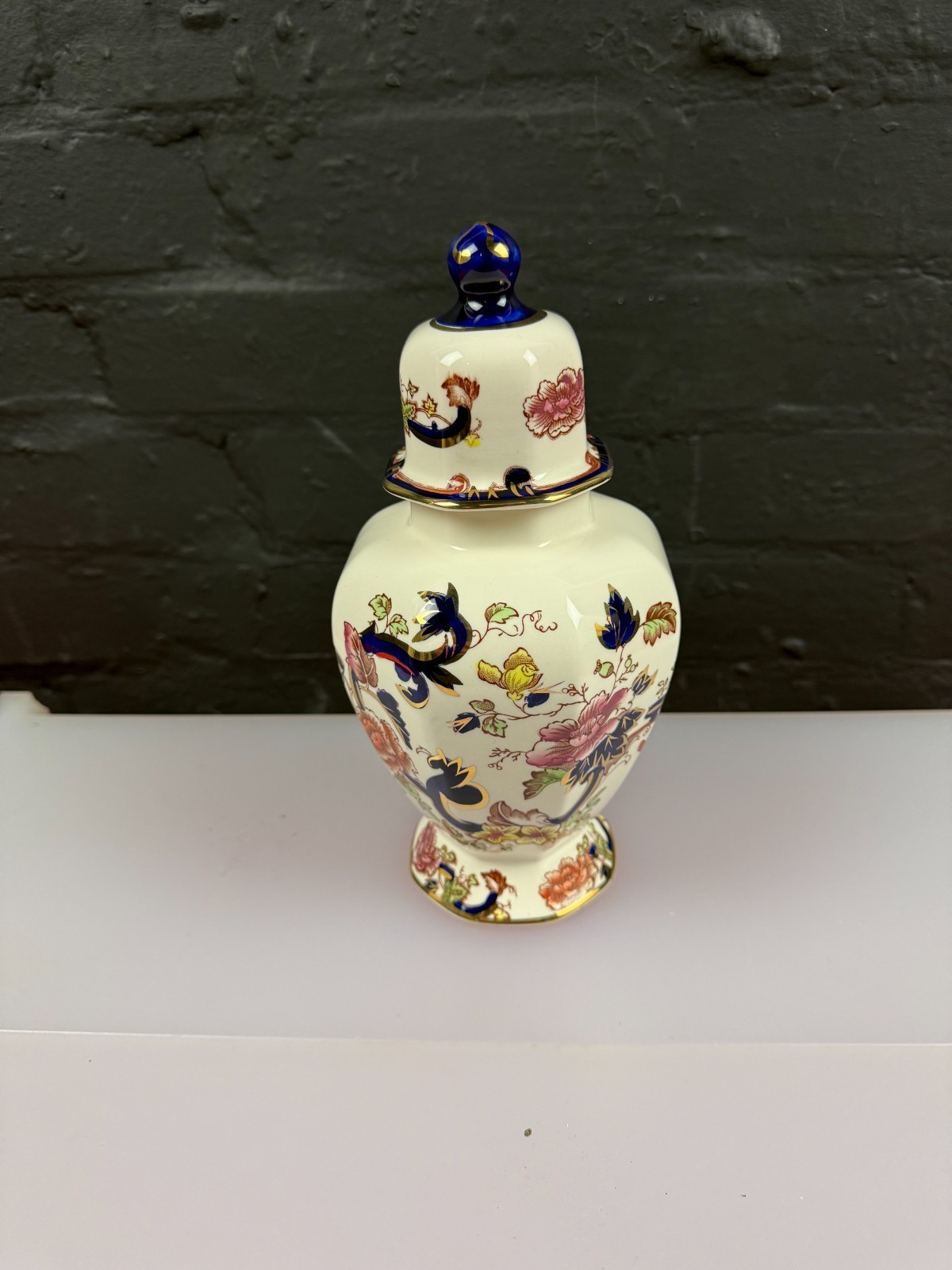 Masons Ironstone Blue Mandalay Pattern Jar / Urn 9.75" High RARE
