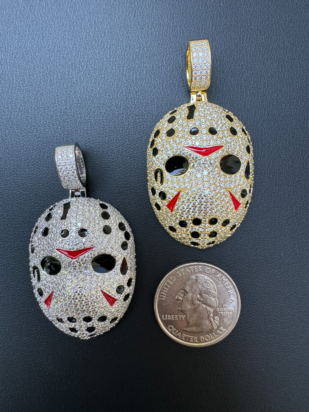 Pre-owned Hip Hop Real Moissanite Friday The 13th Jason Iced Pendant Necklace 925 Silver / Gold In White