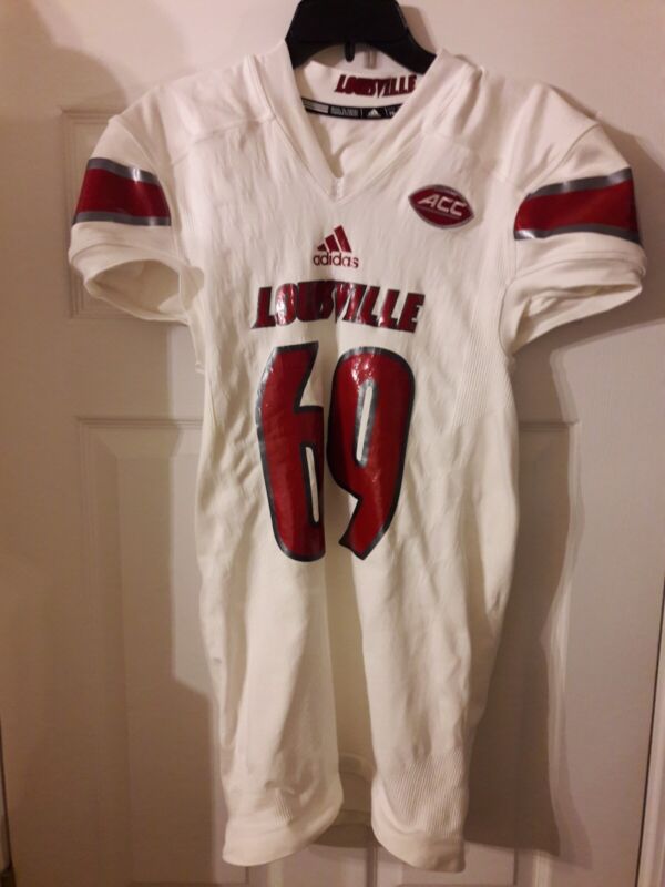 Louisville Cardinals Football Game Issued Used Worn White Adidas Jersey 2016 2xl