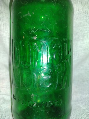 Vintage 1977 Mountain Dew 16oz No Deposit No Return Green Embossed Soda Bottle