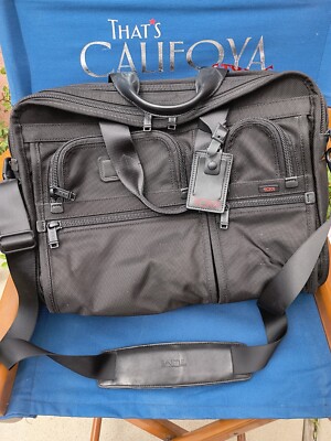 Tumi 26141D4 Alpha Black Ballistic Nylon Expandable Laptop Briefcase Bag
