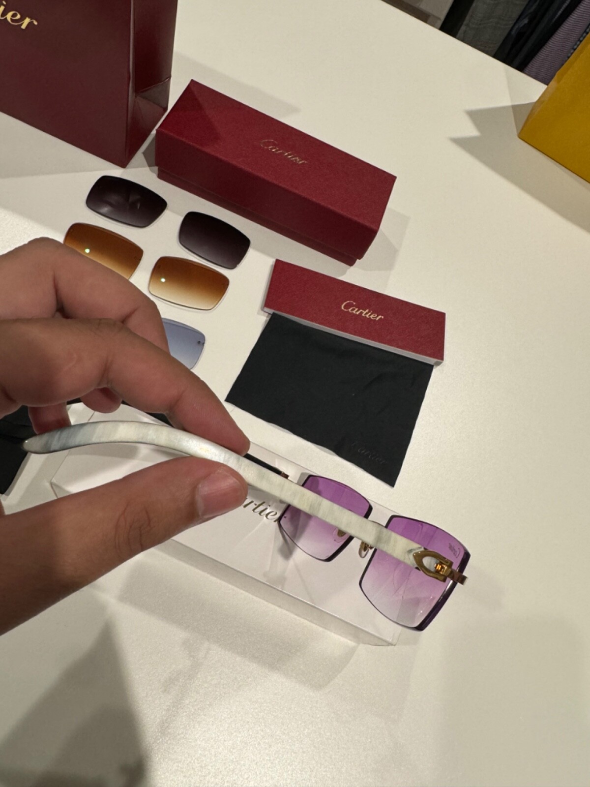 Cartier Buff Buffalo Horn Glasses Authentic White Buffs Sunglasses Gold Lenses eBay