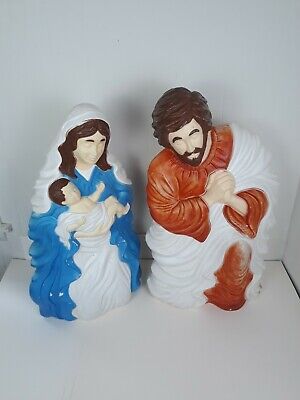 Vtg 1999 Grand Venture Mary holding Jesus & Joseph Nativity Blow Mold Set w/ Box