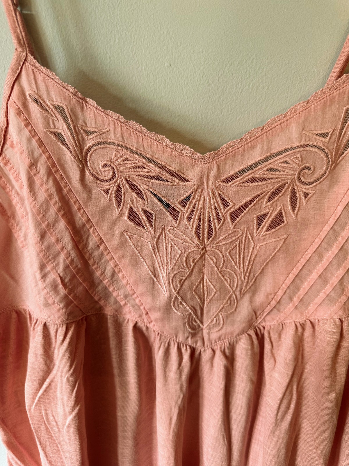 American Eagle Peach Embroider Babydoll Tank Top
