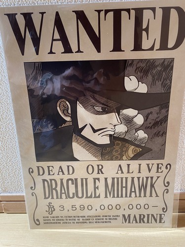 ONE PIECE WANTED POSTER DRACULE MIHAWK NEWS OFFICIAL MUGIWARA