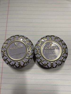 voluspa eucalyptus & white sage mini candle lot of 2 ~ 25 g each