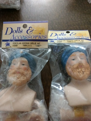 Mangelsen’s 3 Porcelain WISE MAN Head & Hands Christmas Nativity MIP  LOT OF 3