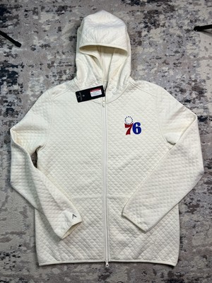 Men's Philadelphia 76ers Antigua Oatmeal Axe Bunker Grower ZIP Up Hoodie Large