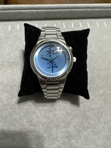 Fossil Big Tic Watch Men Kanji Chinese Animation Silver Tone Fossil Big Tic Watch Men Kanji Chinese Animation Silver Tone