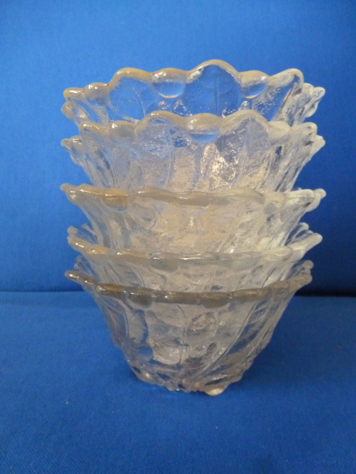 Vintage Indiana Glass Clear Wild Rose Berry Bowls, About 2 1/4