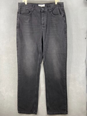 Topman Jeans Mens Sz 34x34 Straight Leg Button Fly Mid Rise Black Wash