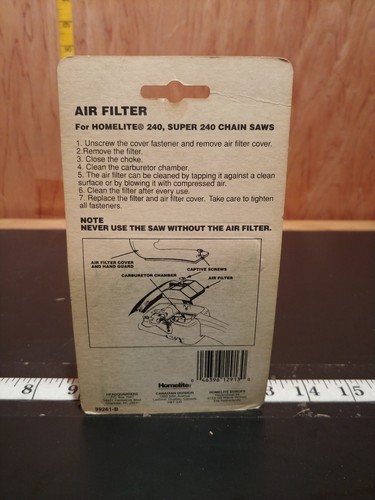 NOS oem homelite 96349 air filter element  240 super 240 CS3916 chainsaw (bin65)