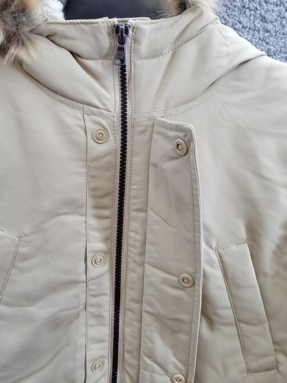 Polo Ralph Lauren Artificial-fur-Trim Down Parka Jacket Big Boys M (10-12) Khaki - Picture 9 of 18