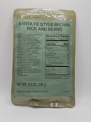 Authentic USGI Ration Side Dish - Vegetarian Santa Fe Style Brown Rice and Beans