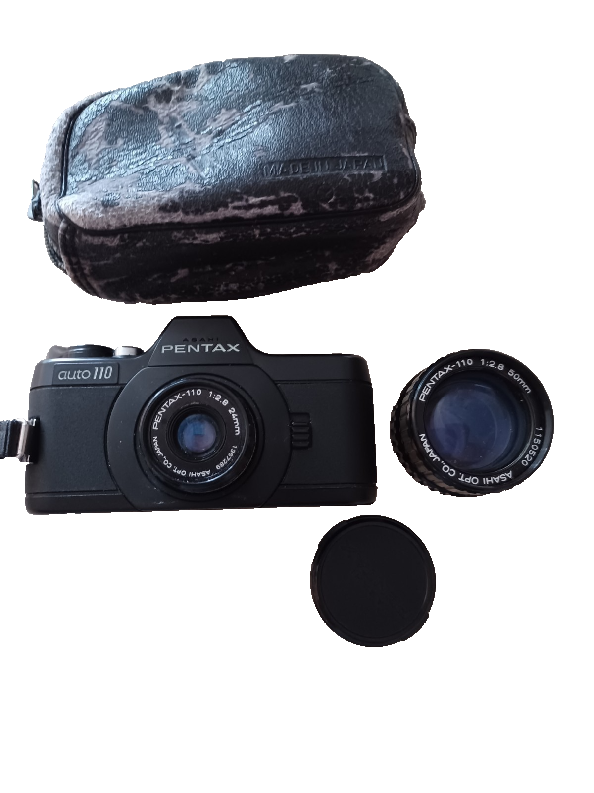 PENTAX AUTO 110 SLR FILM CAMERA w/ 24mm & 50mm 1:2.8 LENS