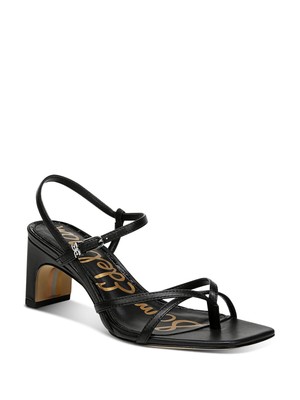 

SAM EDELMAN Женские черные кожаные босоножки на каблуке с блочным носком Himena, Черный, H1107L1