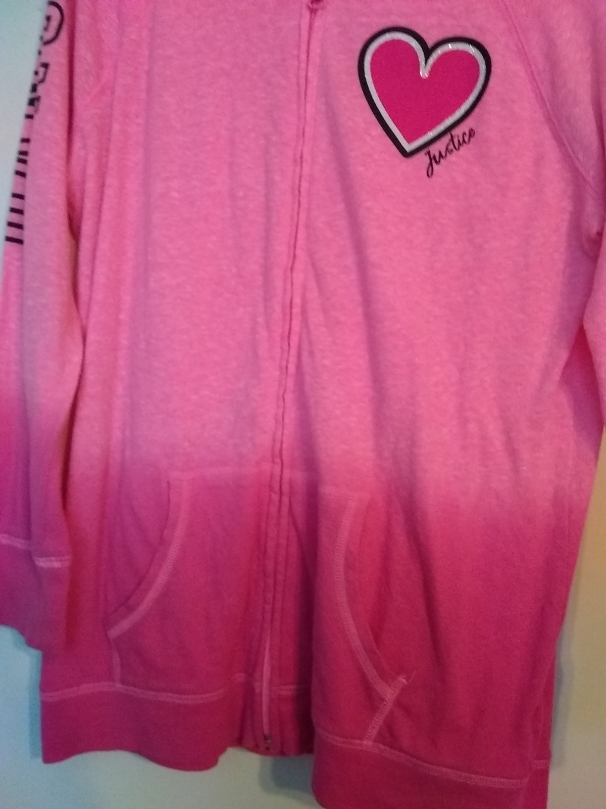 JUSTICE ACTIVE LIGHTWEIGHT SWEATSHIRT W/HOODIE, PINK, DANCE, SIZE 14/16