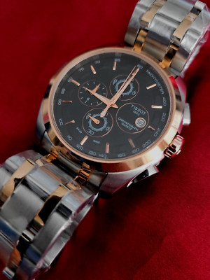  NEW - Tissot Couturier Tachymeter Chronograph Quartz Rose Gold Men's Watch