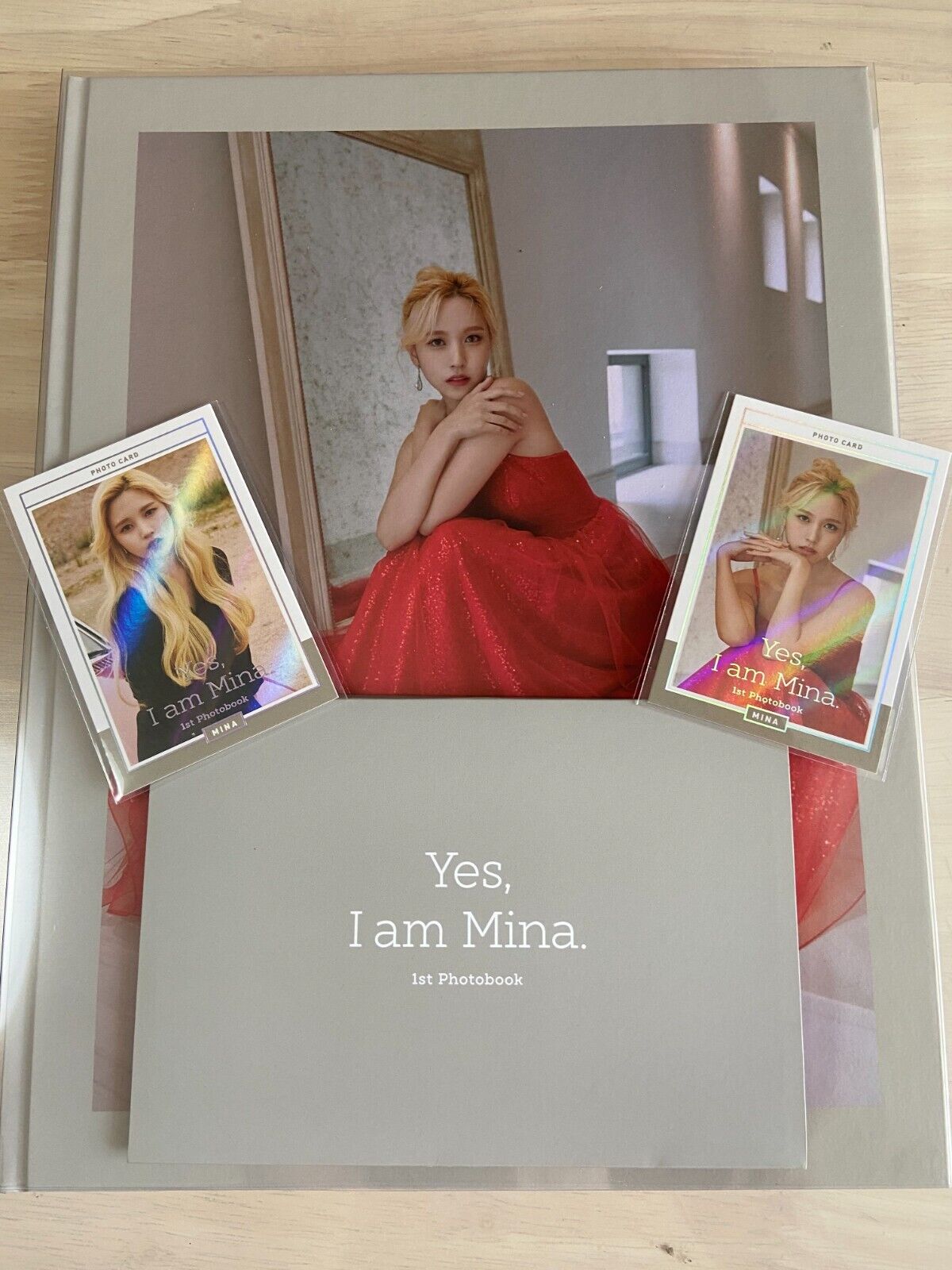 TWICE MINA 1st Photobook Yes, I am MINA Gray Ver with 2 photocard & postcard TWICE MINA 1st Photobook Yes, I am MINA Gray Ver with 2 photocard & postcard