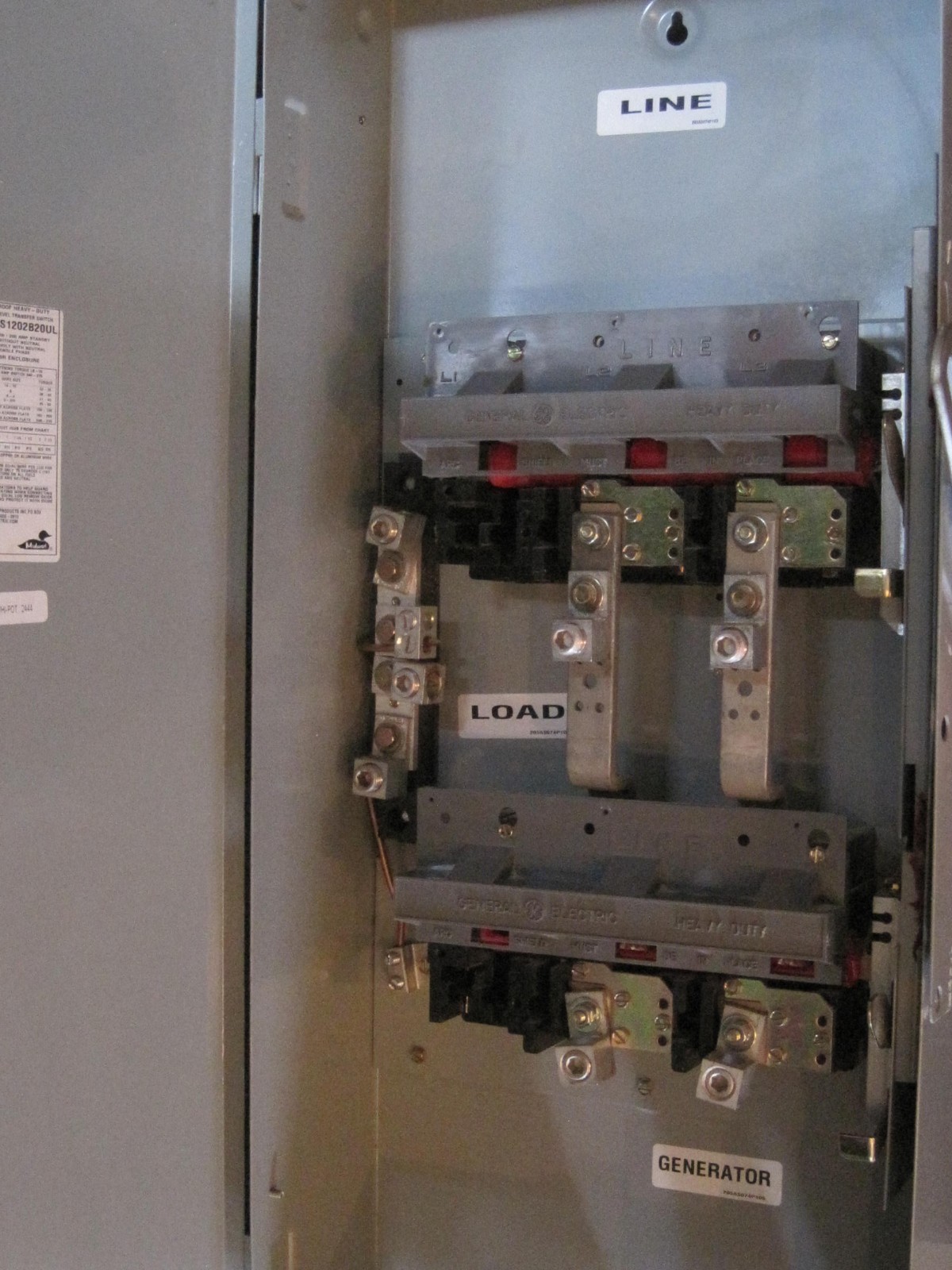 Midwest GS1202B20UL GS Series Non-Fusible Transfer Switch; 200 Amp, 120/240 Volt