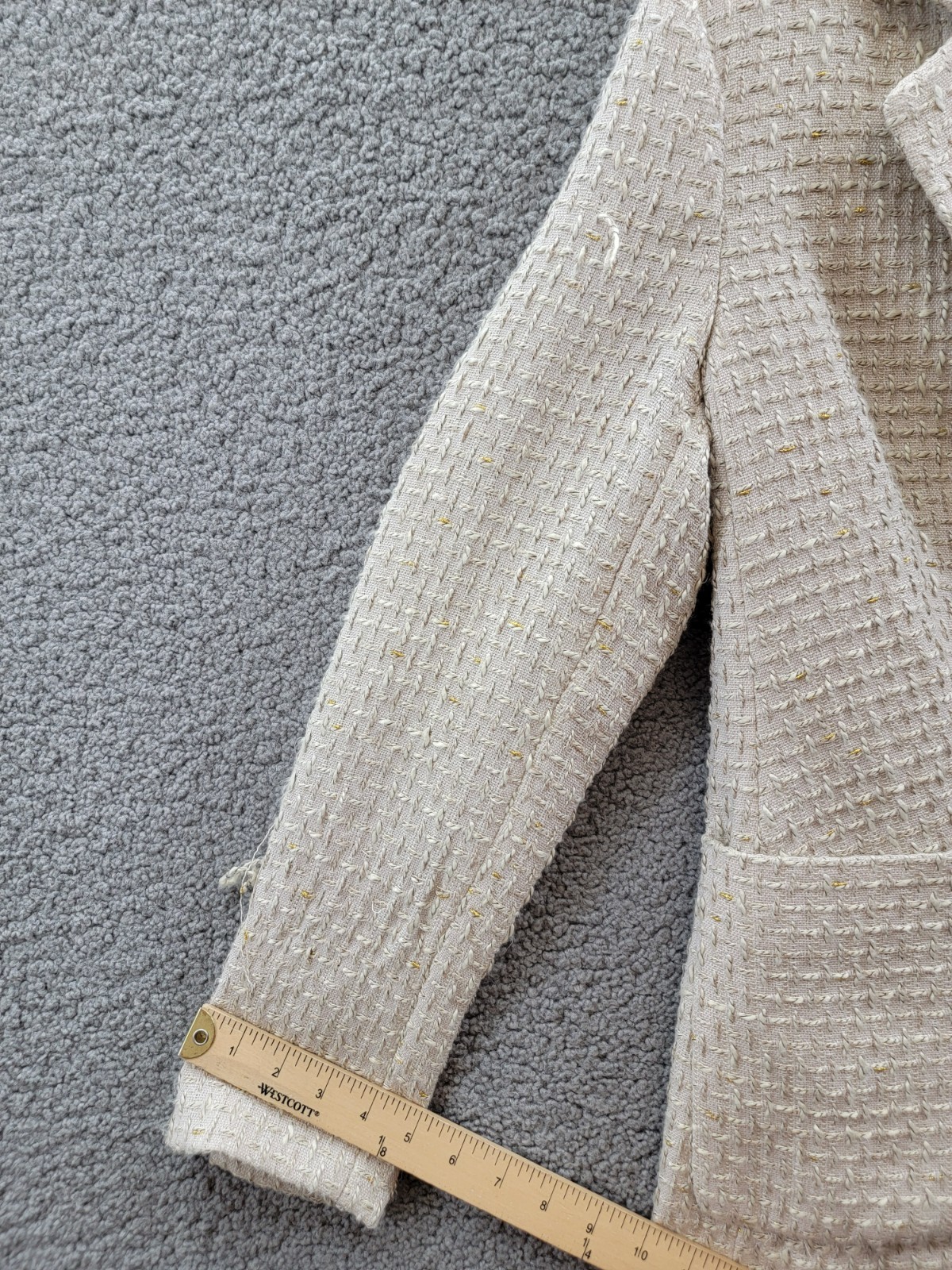 Calvin Klein Petite Patch-Pocket Tonal Tweed Blazer Women's 12P Nomad Multi L/S - Picture 11 of 16