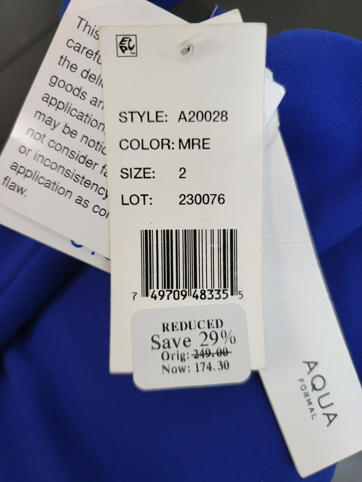 AQUA Off-the-Shoulder Scuba Crepe Gown Women's 2 Marine Back Zip Closure S/S - Picture 20 of 20