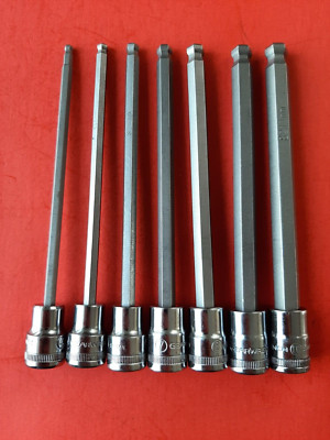 NEW GearWrench 7 Pc Metric Long Ball Hex Socket Driver Set 4-10mm 3/8'' Drive