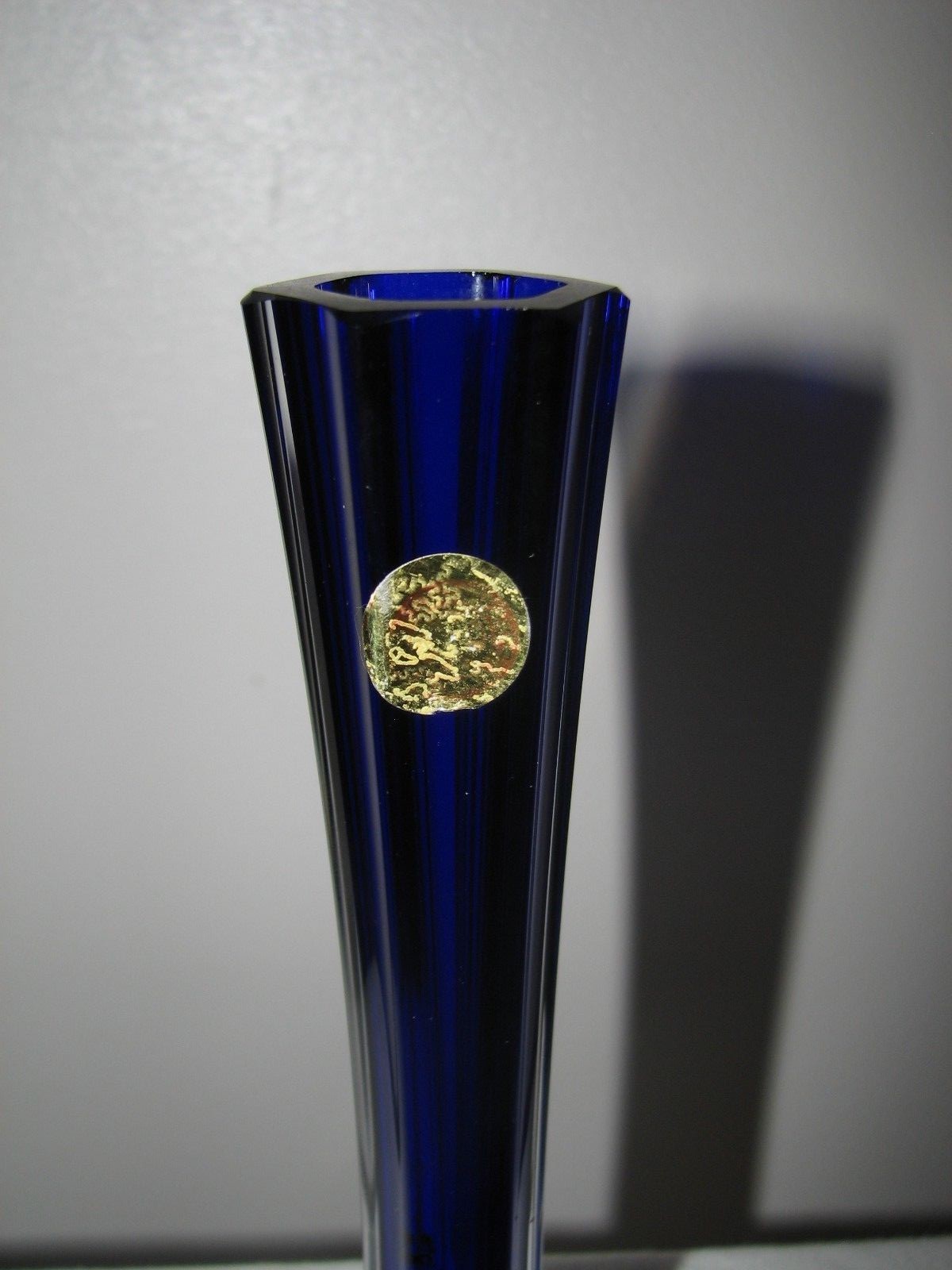 hand blown Murano style Art Glass BUD VASE blue