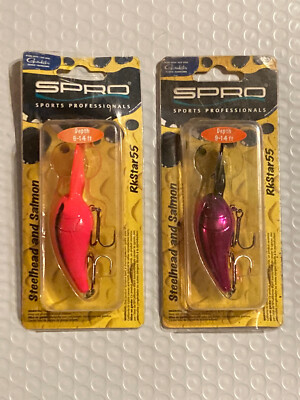 2  SPRO RK STAR 55 Lures -Steelhead Salmon- (1/2oz.  3.5'' Overall - 2.25'' Body)