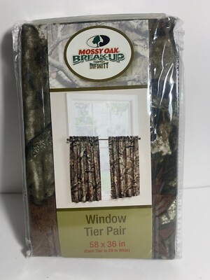 Mossy Oak Break-Up Infinity Window Curtain Panels,Set Of 2, Dimensions: 29'' x 36